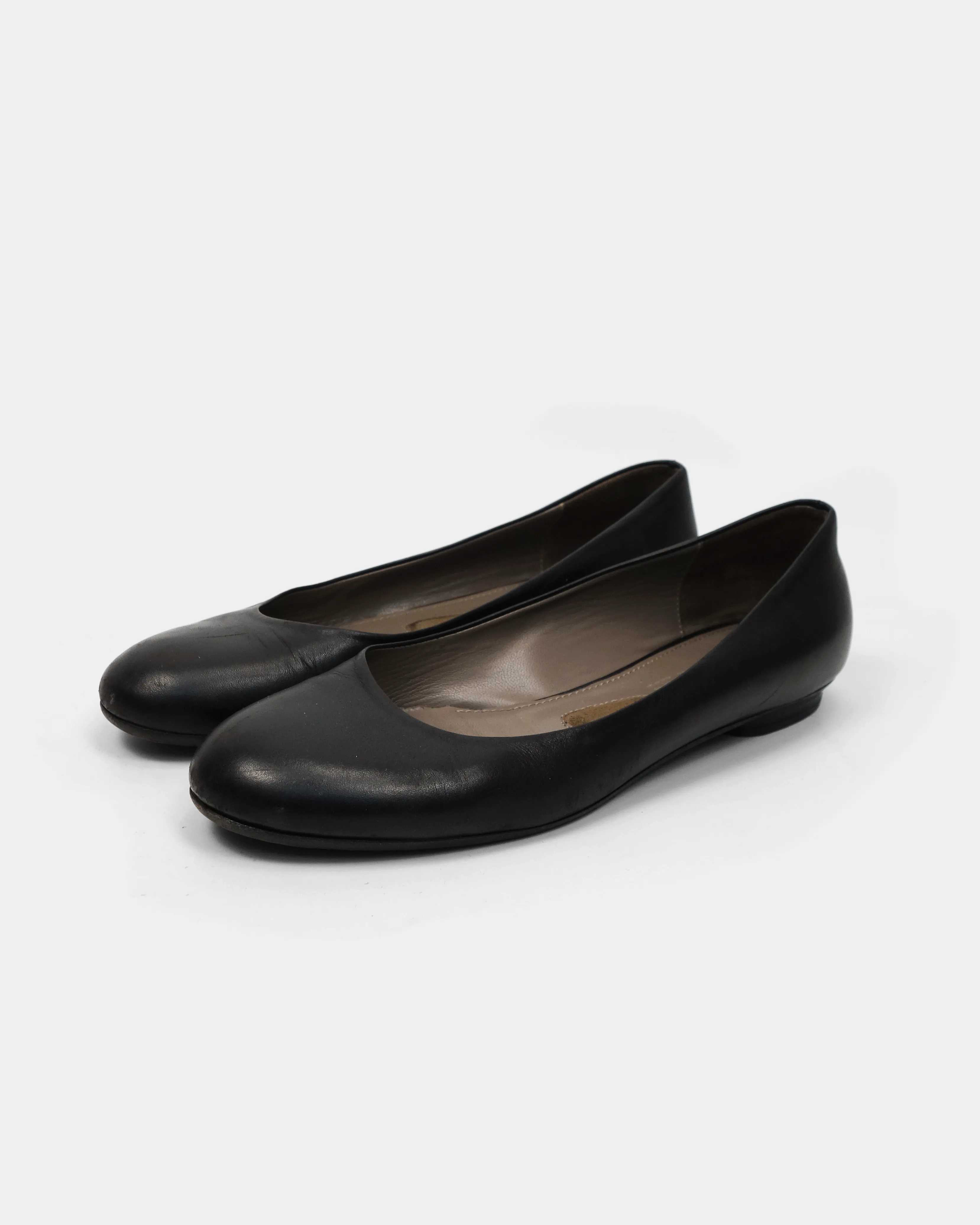 Jil Sander Black Leather Ballerinas Flats 2000's