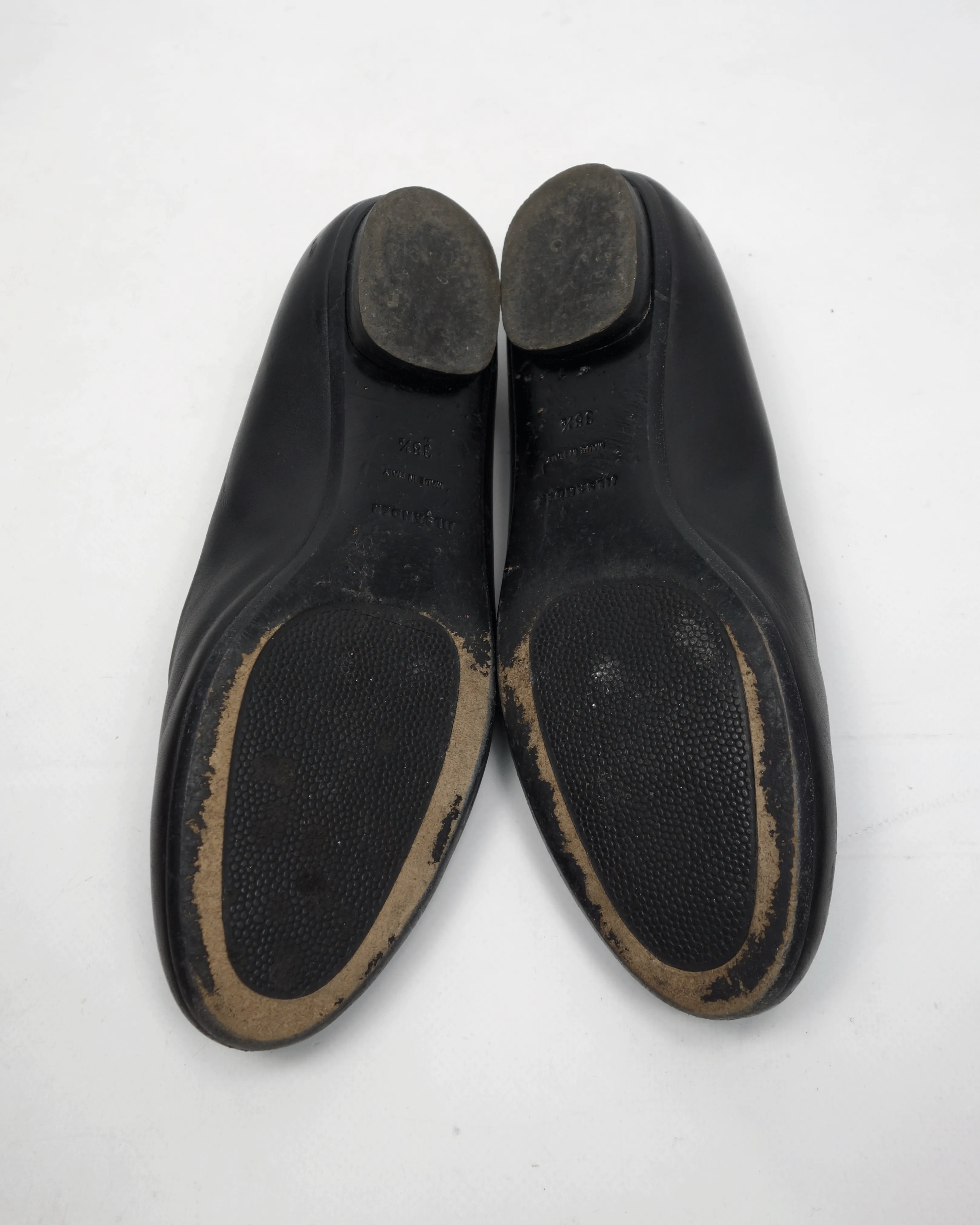 Jil Sander Black Leather Ballerinas Flats 2000's