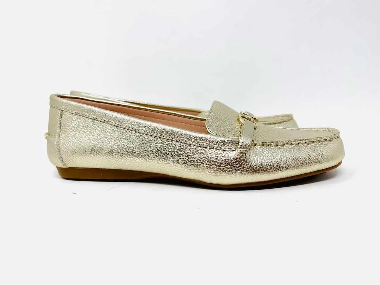 Kate Spade Size 8 Gold Horsebit Leather Shoes Loafers