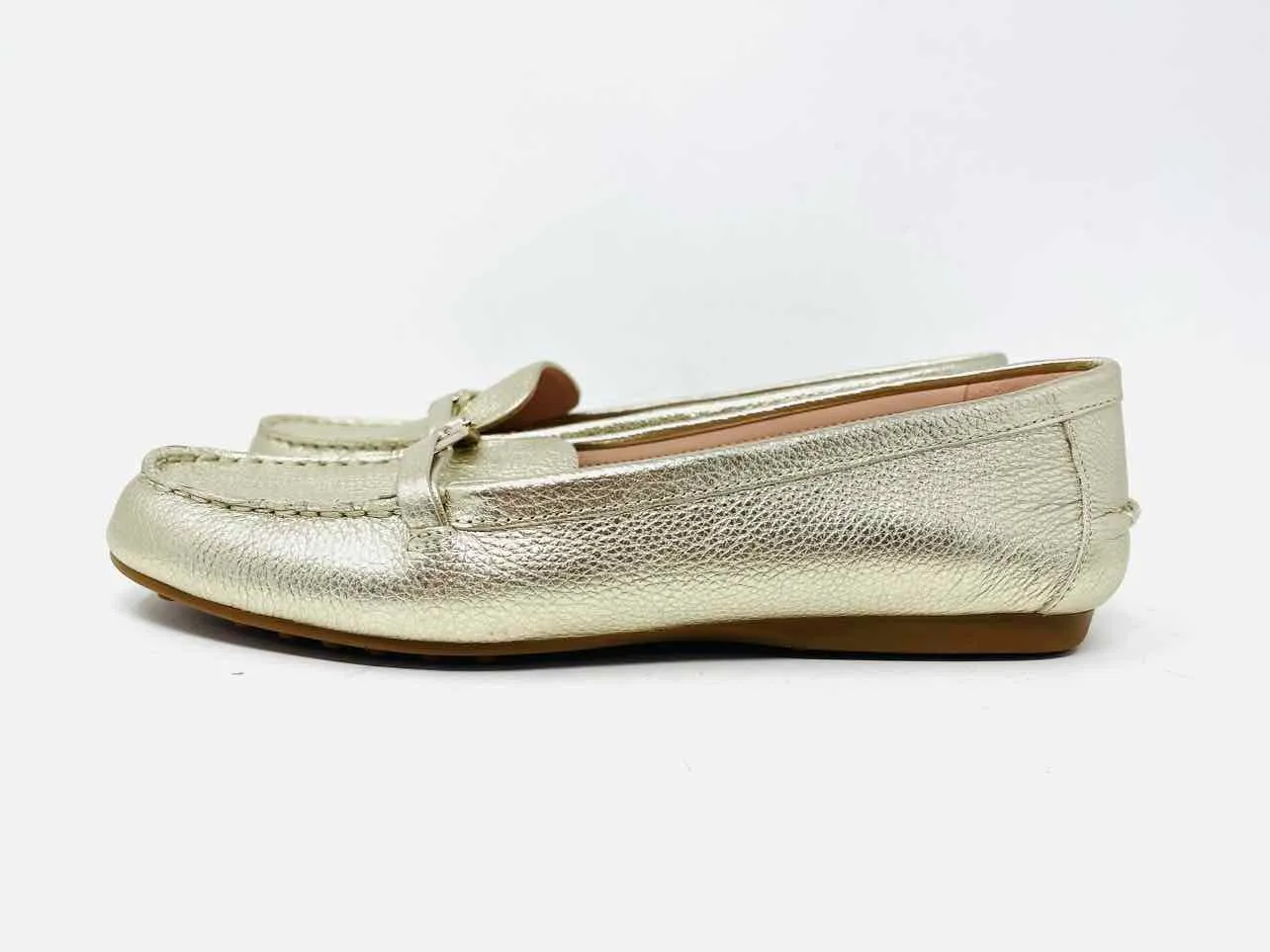 Kate Spade Size 8 Gold Horsebit Leather Shoes Loafers