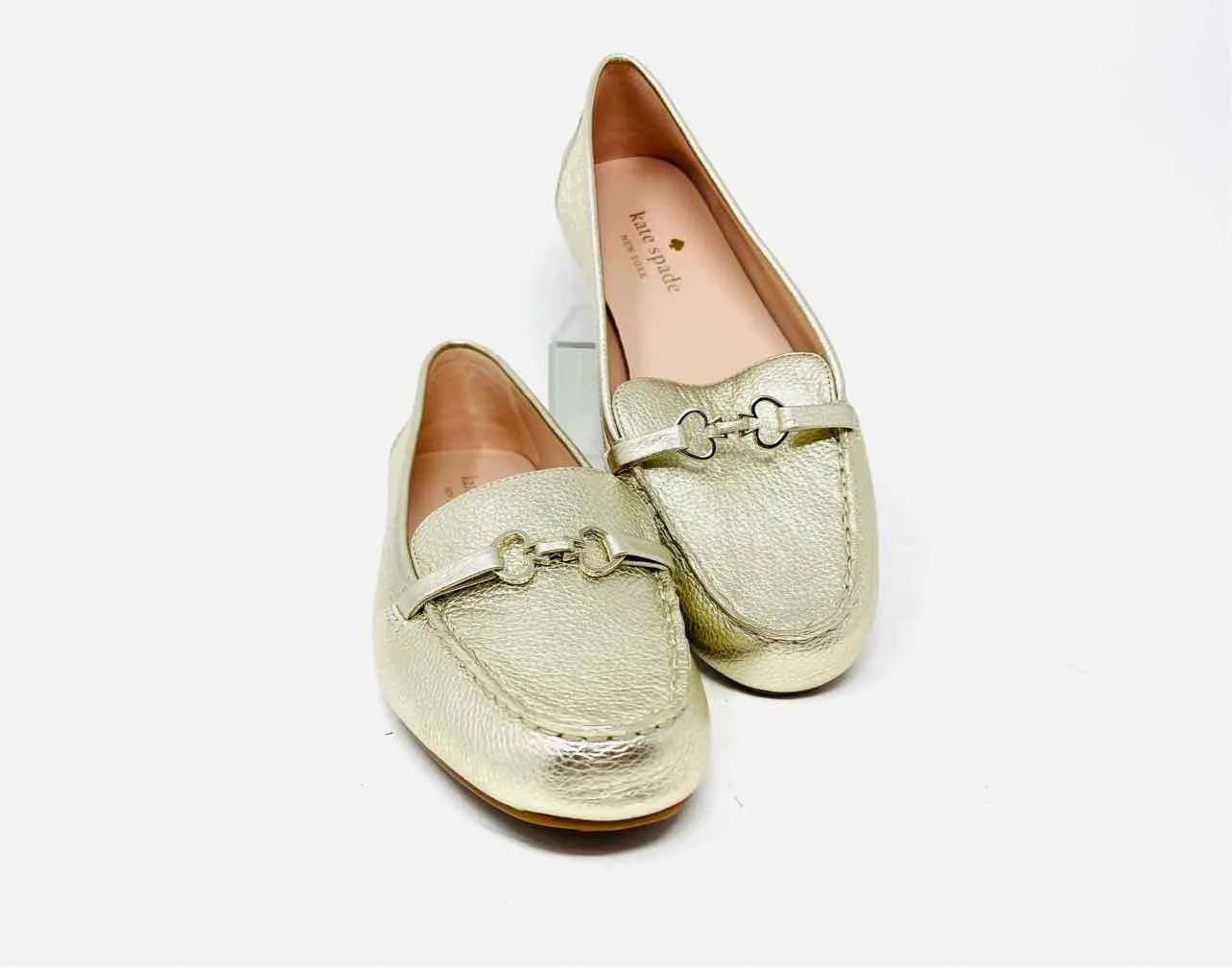 Kate Spade Size 8 Gold Horsebit Leather Shoes Loafers