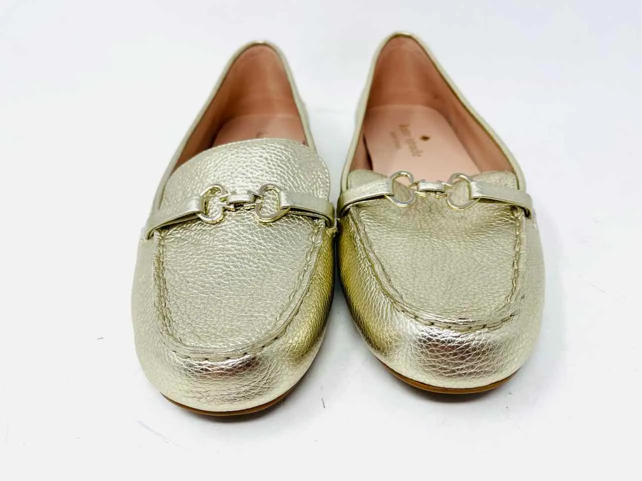 Kate Spade Size 8 Gold Horsebit Leather Shoes Loafers