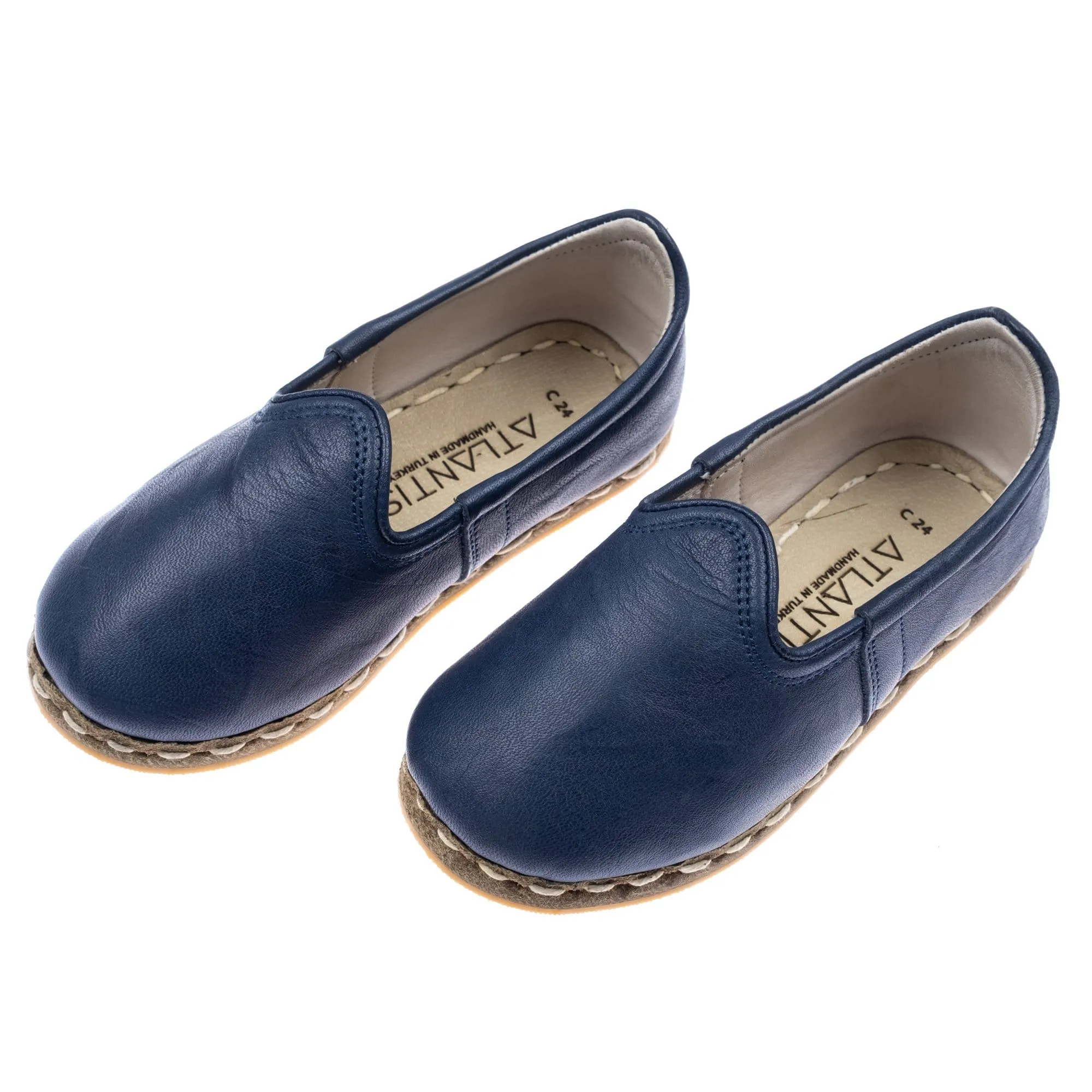 Kids Navy Leather Shoes