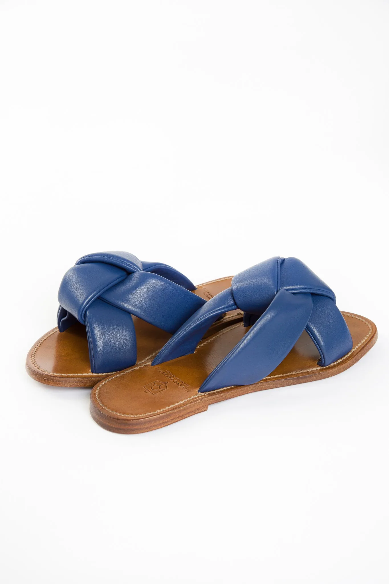 KNOTTED SANDAL IN ITALIAN LEATHER COBALT - SIZE 39