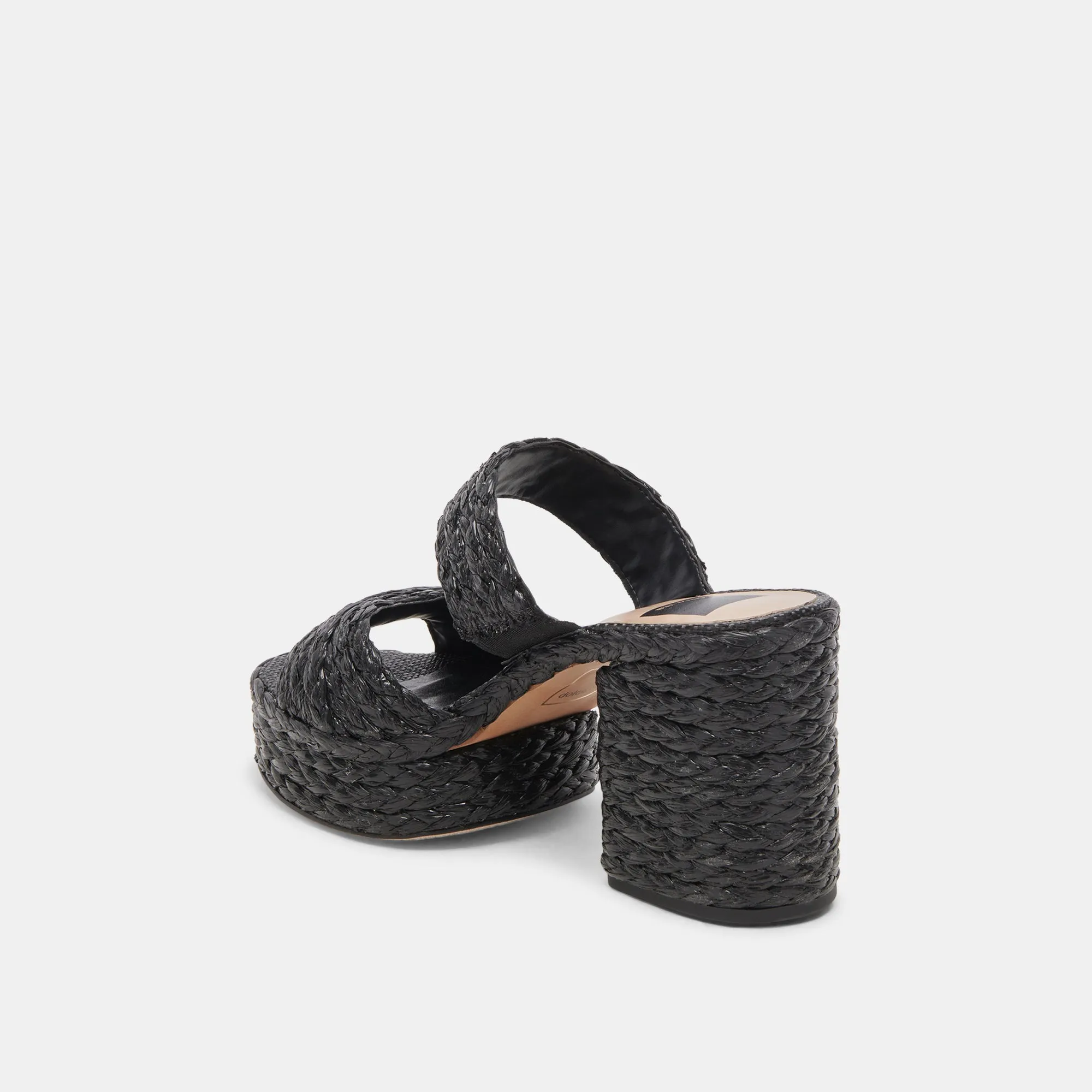 LATOYA HEELS BLACK RAFFIA