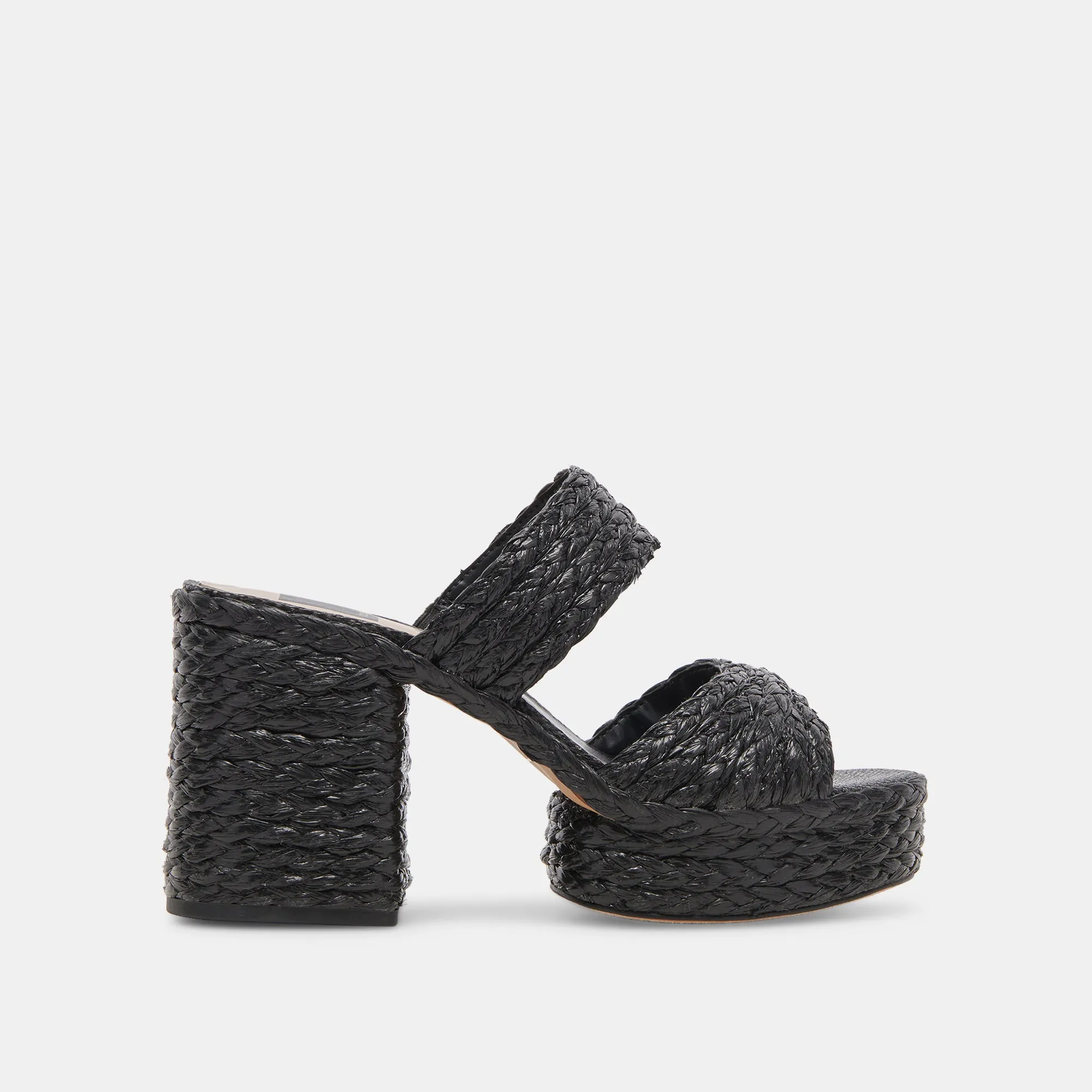 LATOYA HEELS BLACK RAFFIA