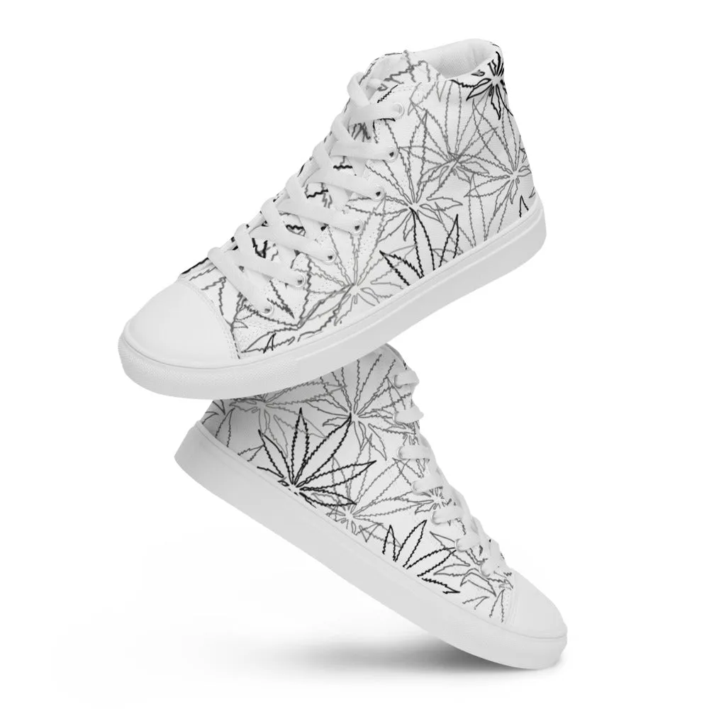 Men’s white leaf E4SO high top canvas shoes