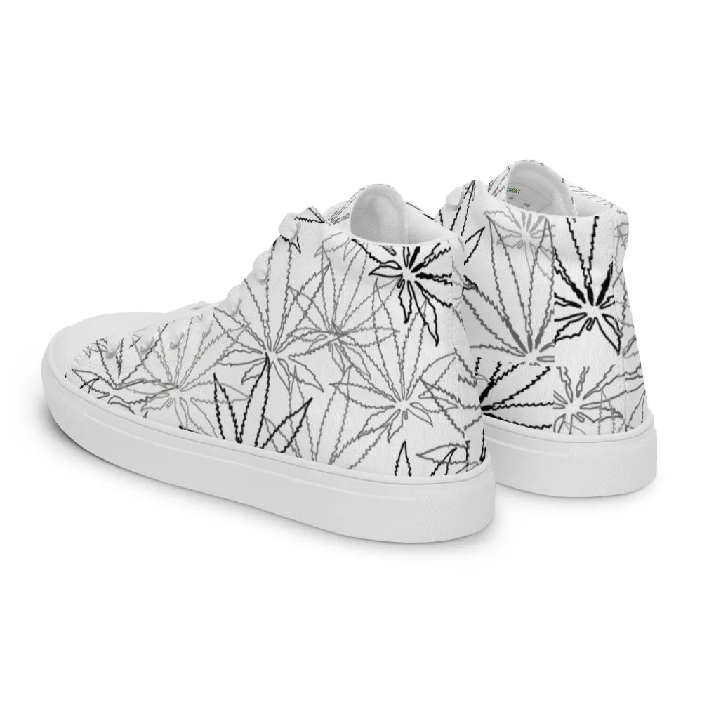 Men’s white leaf E4SO high top canvas shoes