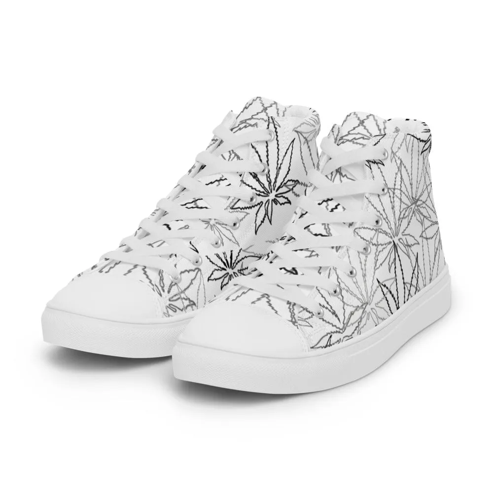 Men’s white leaf E4SO high top canvas shoes