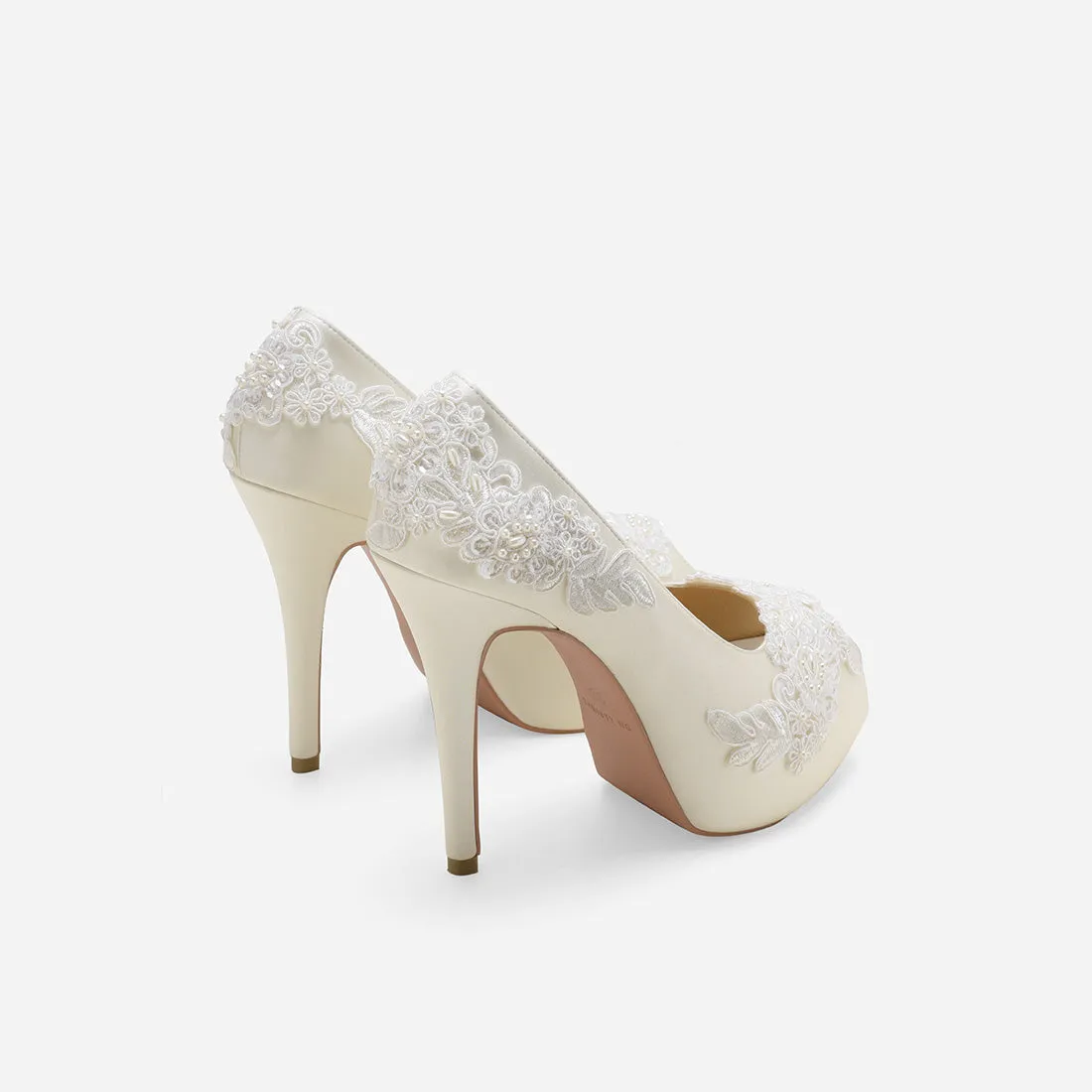 Miss Ace V2.1 White Lace Love Wedding Pumps