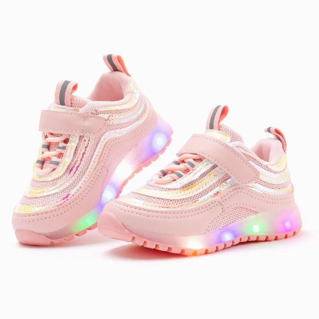 Ozkiz Pink Triple Prism LED Sneakers (Size 140-170)