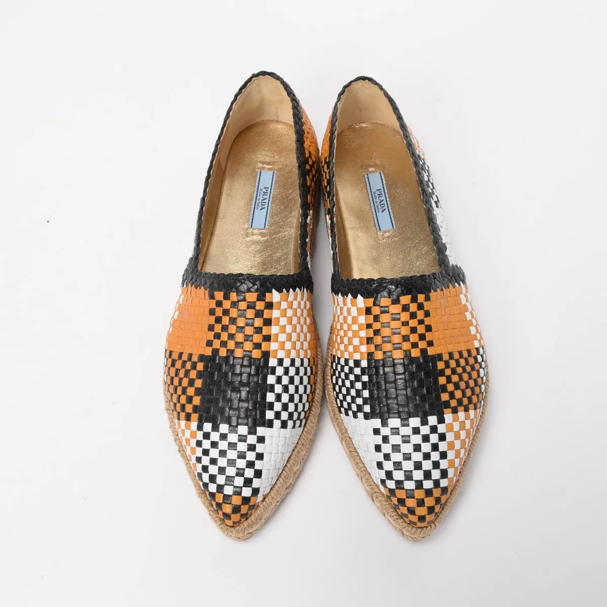 Prada Multi-Colour Woven Leather Espadrilles 40