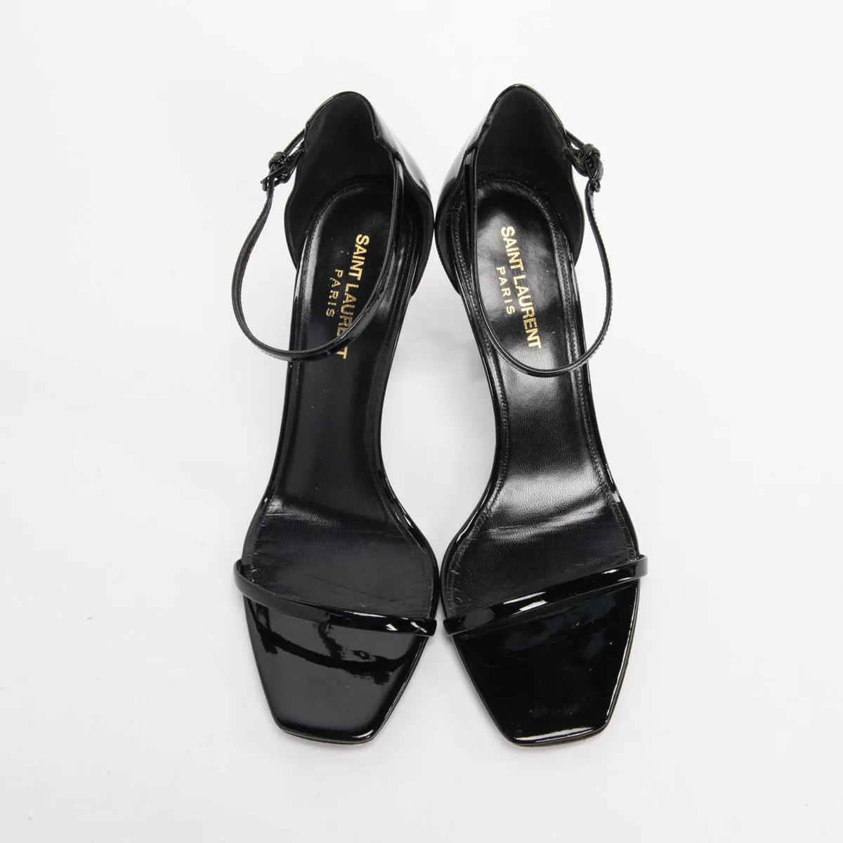 Saint Laurent Black Patent Opyum Sandals 40