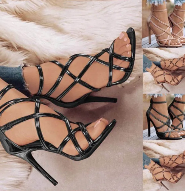 Sexy Women Shoes High Heels 11CM Rome Cross Strap Stiletto Ladies Gladiator Sandals Heels Shoes Summer Casual Party Pumps 2022