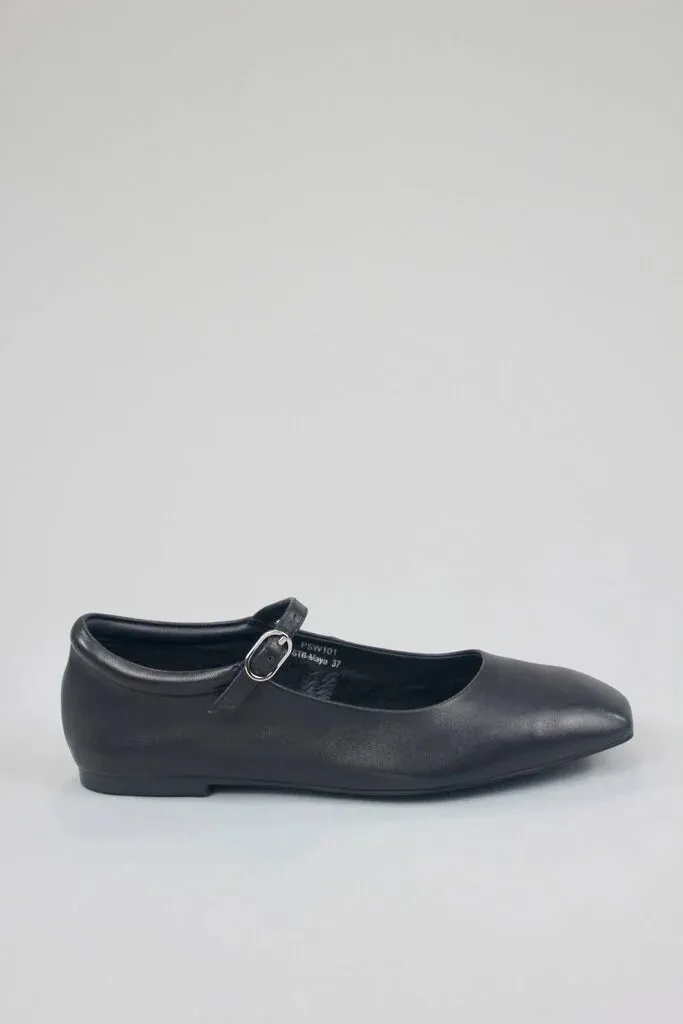 SHOE THE BEAR MAYA BALLERINA LEATHER BLACK