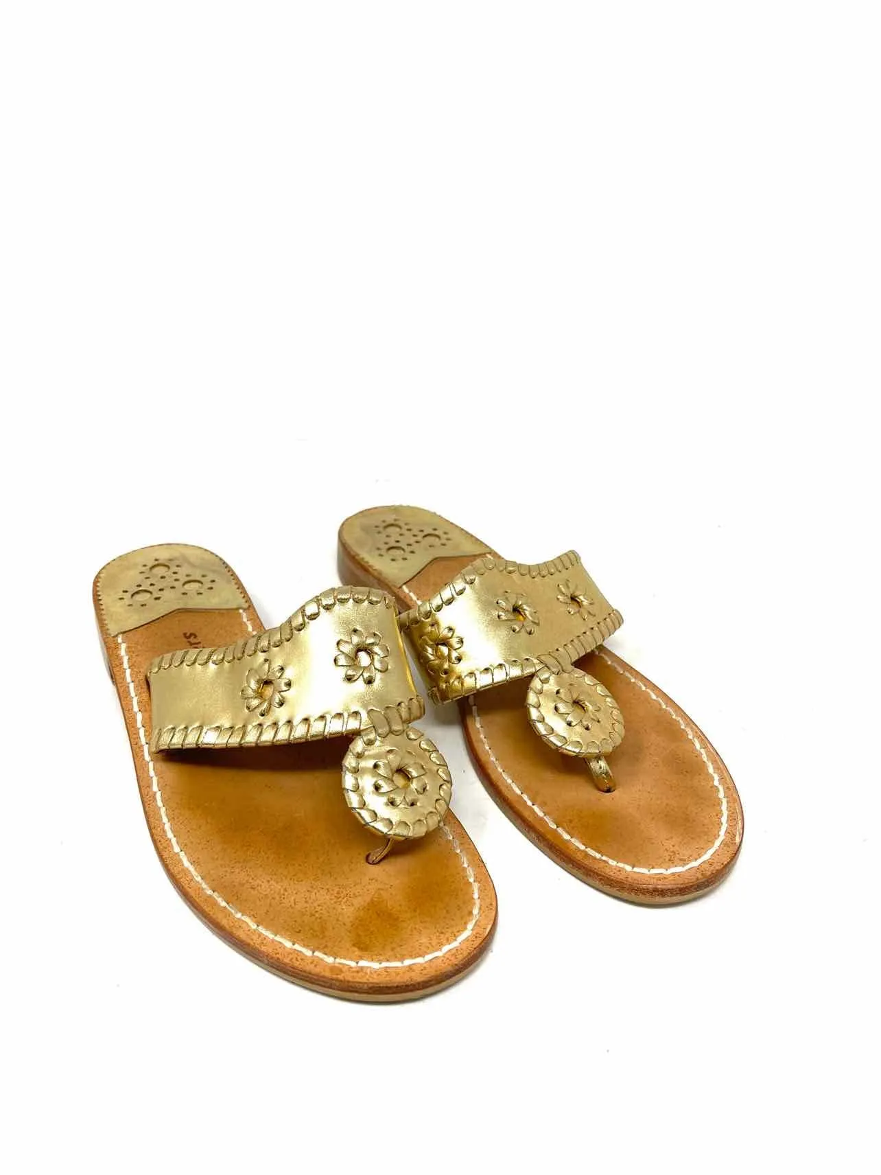 Size 8 Gold Whipstitch Leather Shoes Sandals