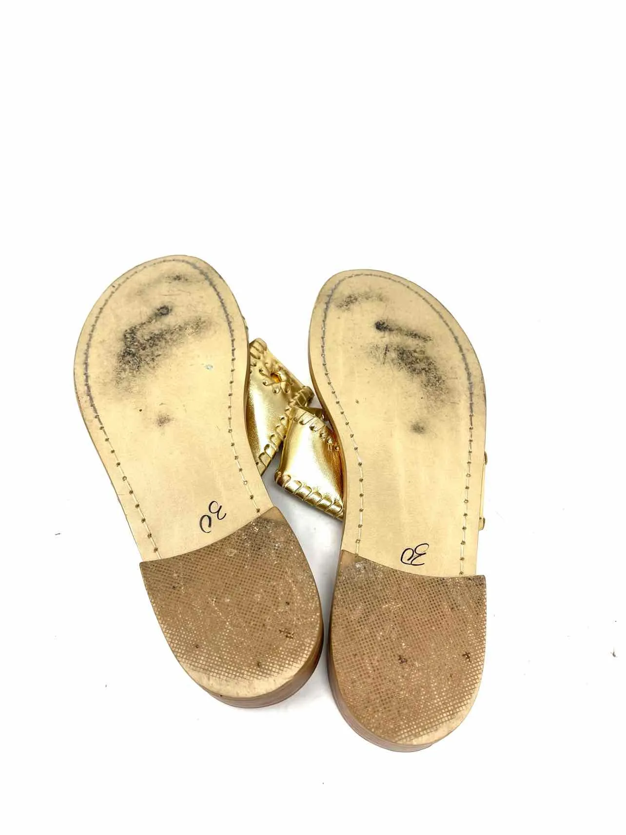 Size 8 Gold Whipstitch Leather Shoes Sandals