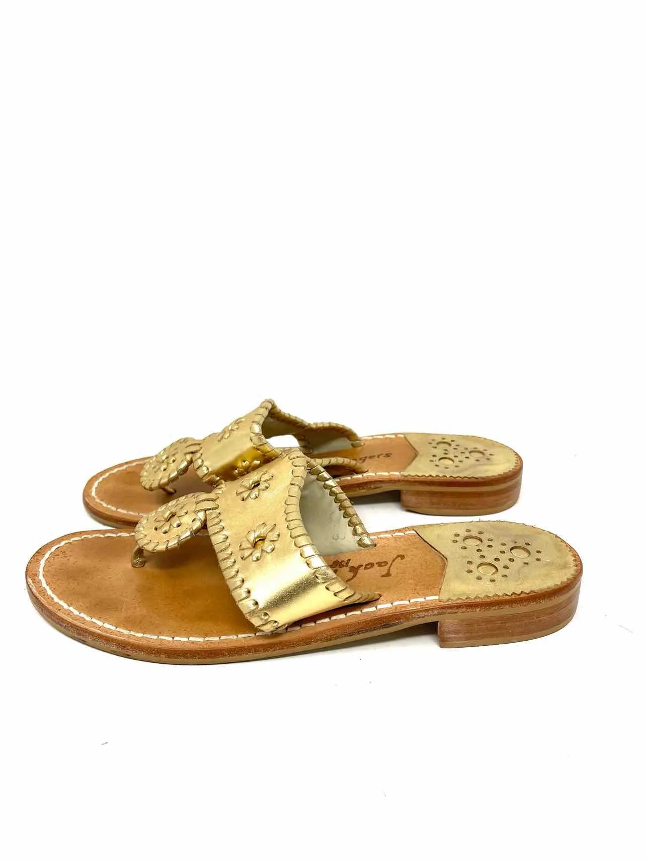 Size 8 Gold Whipstitch Leather Shoes Sandals