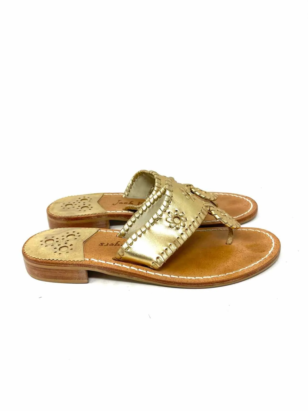 Size 8 Gold Whipstitch Leather Shoes Sandals