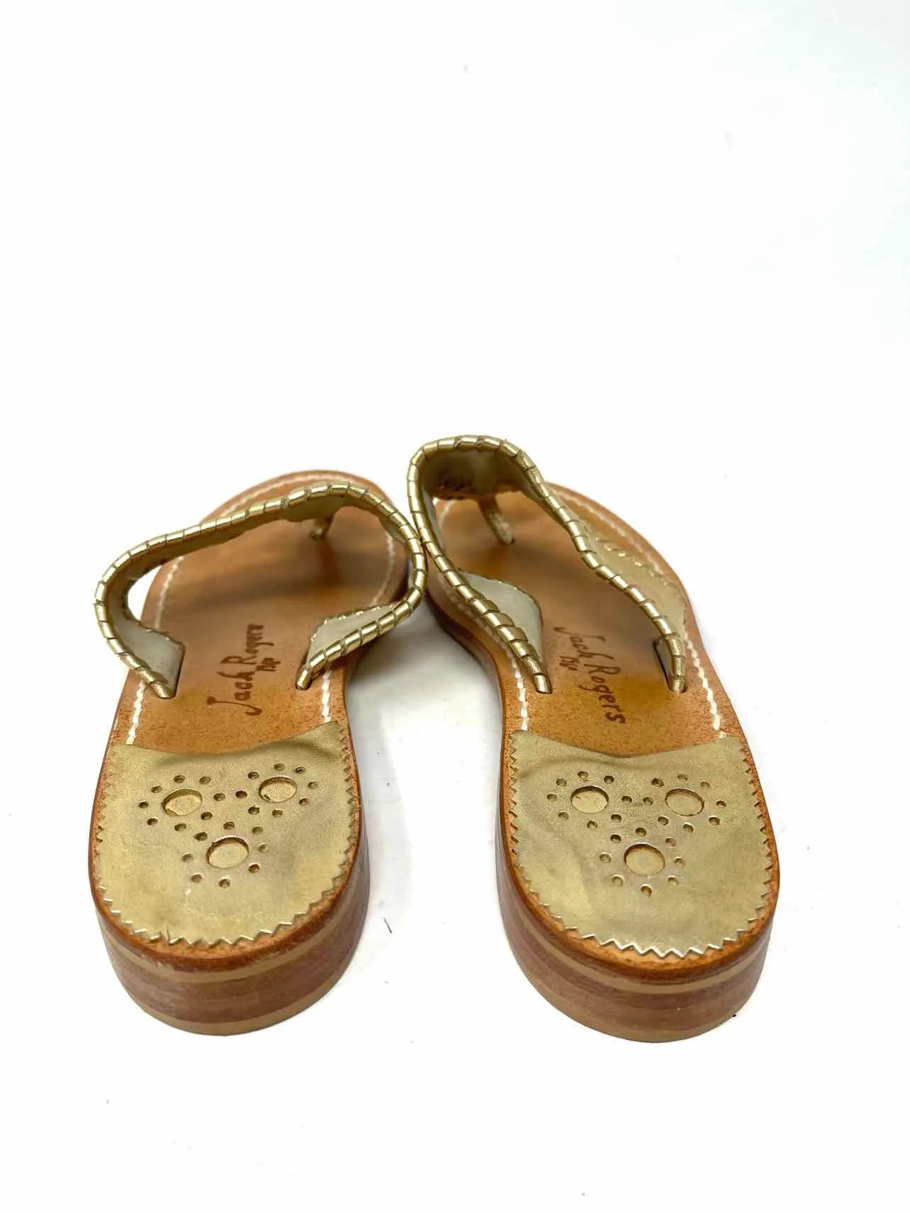 Size 8 Gold Whipstitch Leather Shoes Sandals