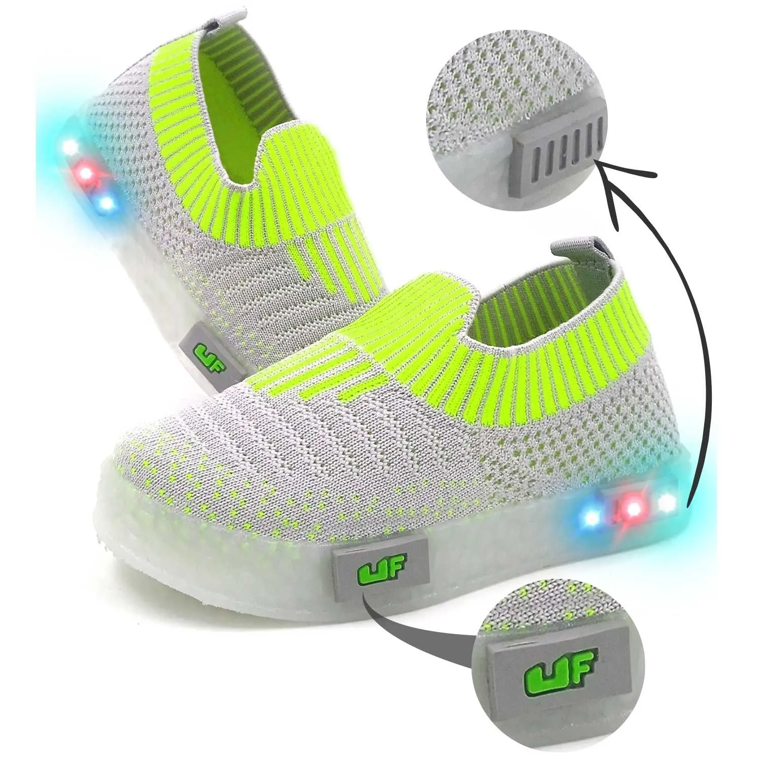 URBANFEET  BREATHABLE SLIP-ON SHOES WITH LED LIGHTS