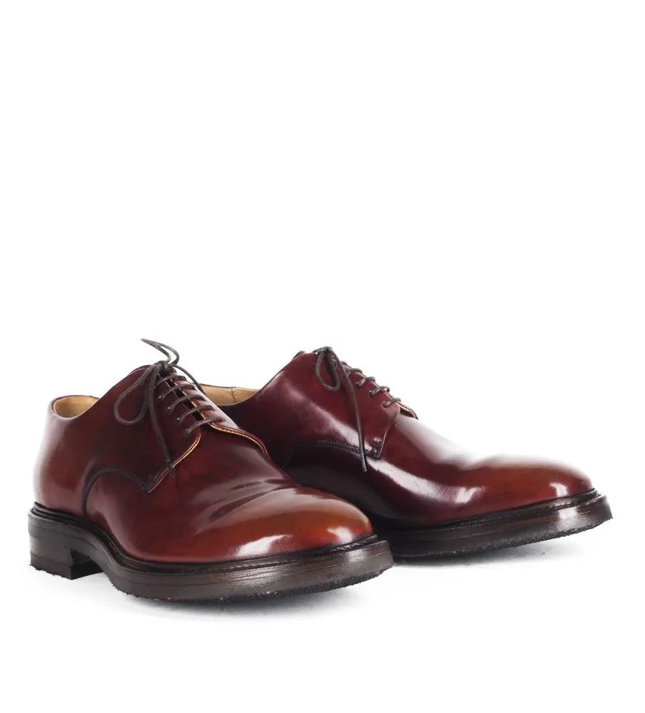 WOLF 13<br>Burgundy derby shoes in shell cordovan