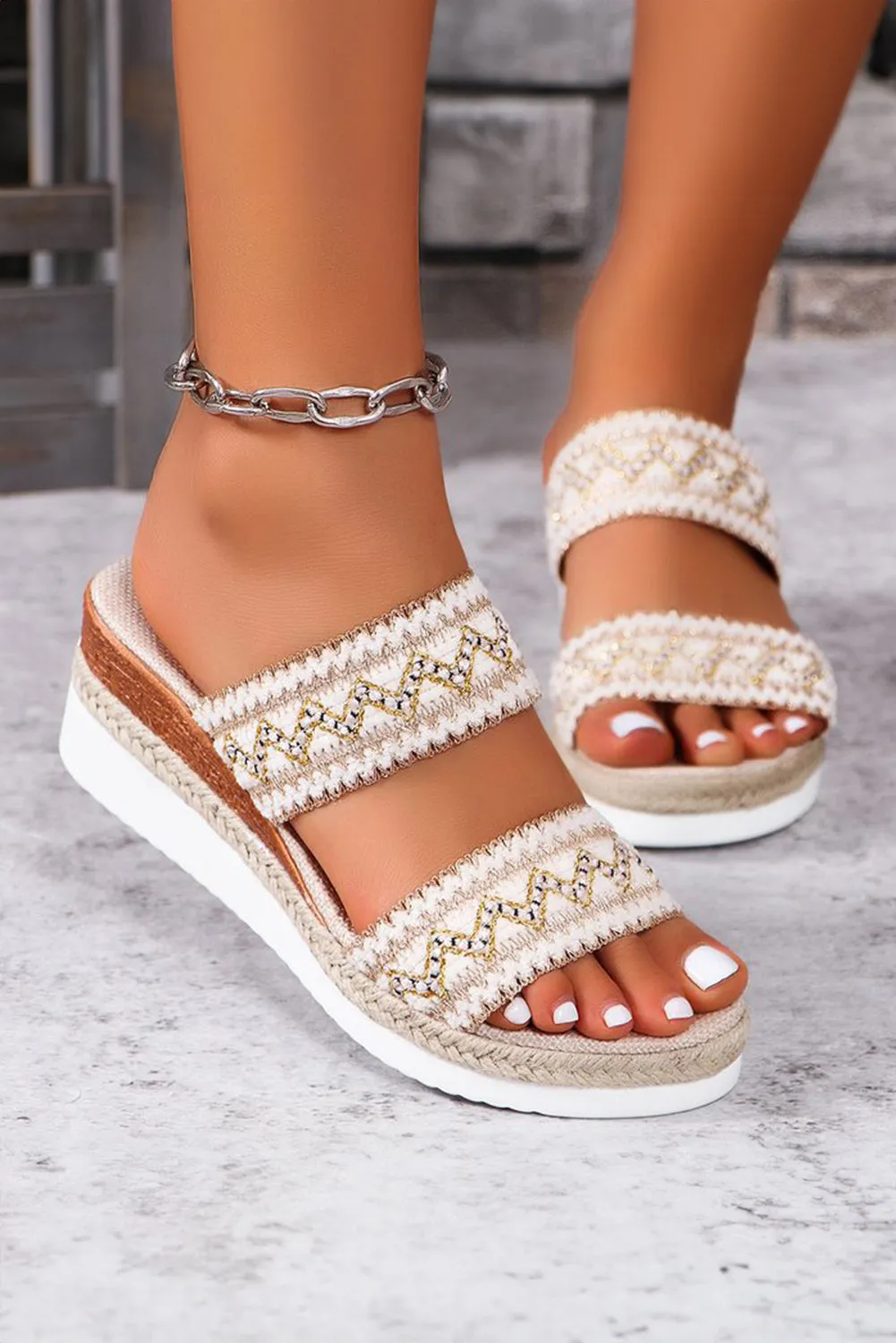 Women Shoes Crochet, Dual Band Wedge