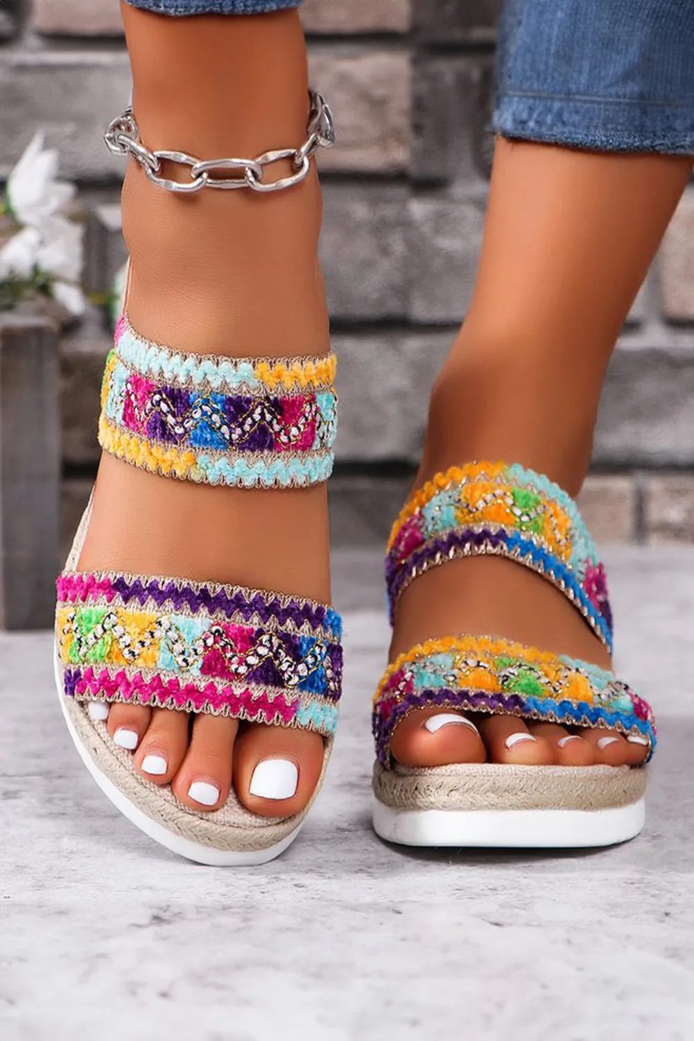 Women Shoes Crochet, Dual Band Wedge