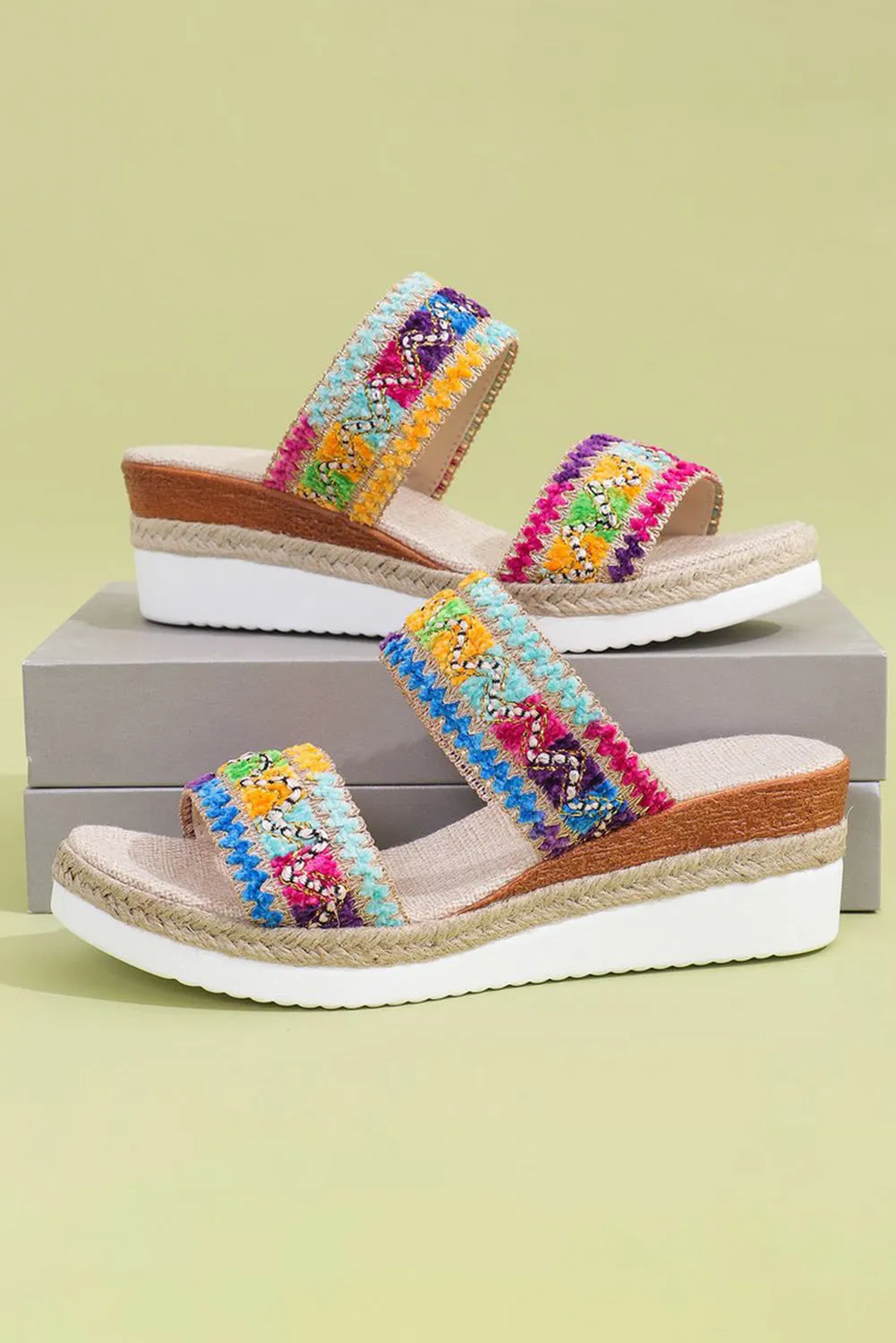 Women Shoes Crochet, Dual Band Wedge