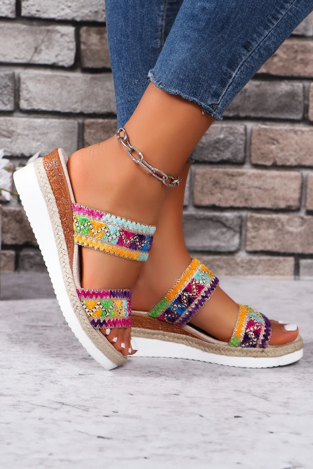 Women Shoes Crochet, Dual Band Wedge